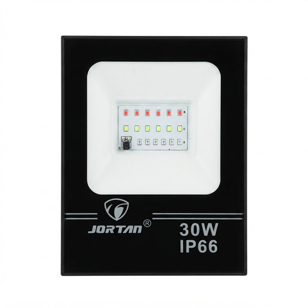 Refletor LED 30W Jortan IP66: Brilho Intenso, Proteção Máxima Contra Intempéries e Efeitos de Luz Exclusivos - (AYA147-6)
