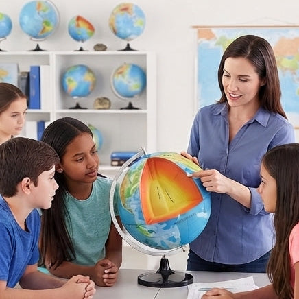 Interior da Terra em Foco, 32cm: Globo Geológico em Corte Transversal para Estudos - (AYC329-12)