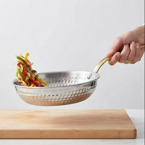 Mini Frying Pan Hammered 16cm: Delicacy, Sophistication, and the Charm of a Golden Handle in Your Kitchen - (AYD352-2)
