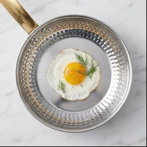 Mini Frying Pan Hammered 16cm: Delicacy, Sophistication, and the Charm of a Golden Handle in Your Kitchen - (AYD352-2)