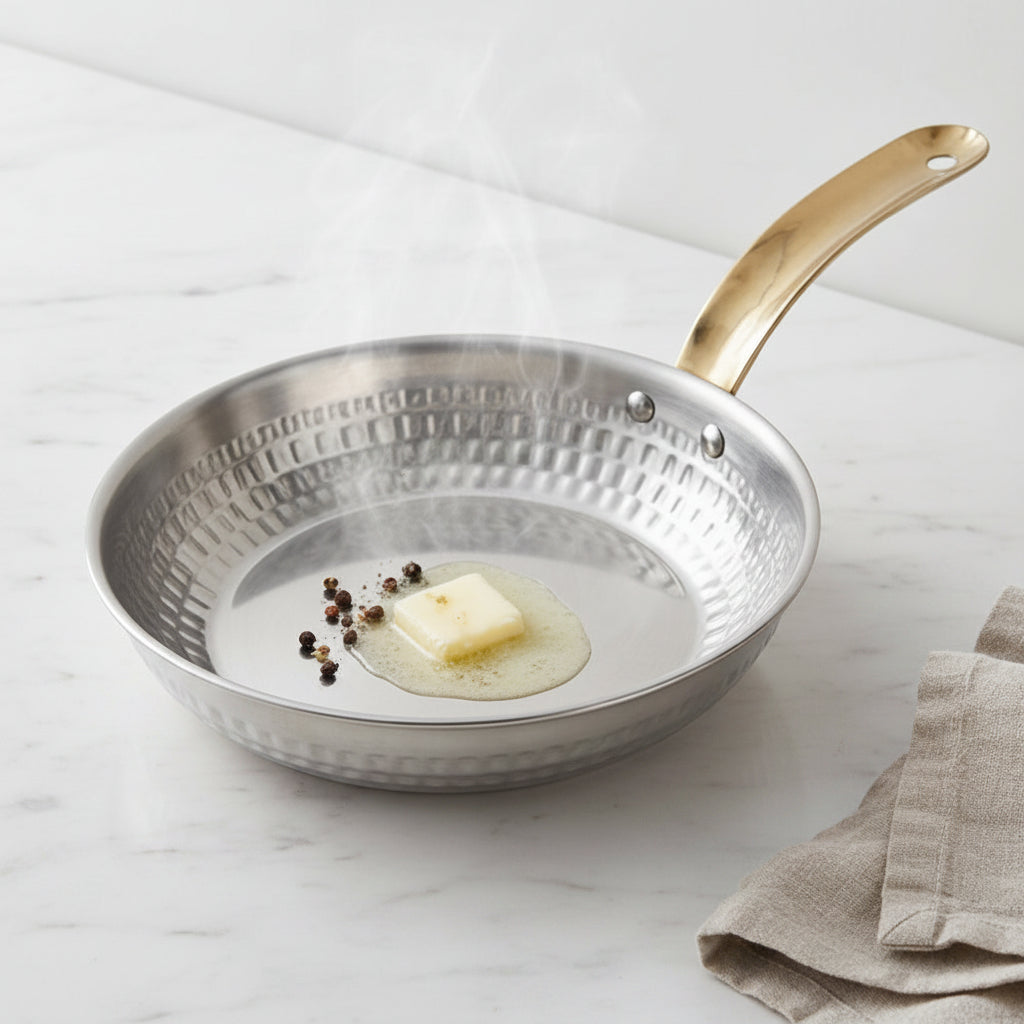 Mini Frying Pan Hammered 16cm: Delicacy, Sophistication, and the Charm of a Golden Handle in Your Kitchen - (AYD352-2)
