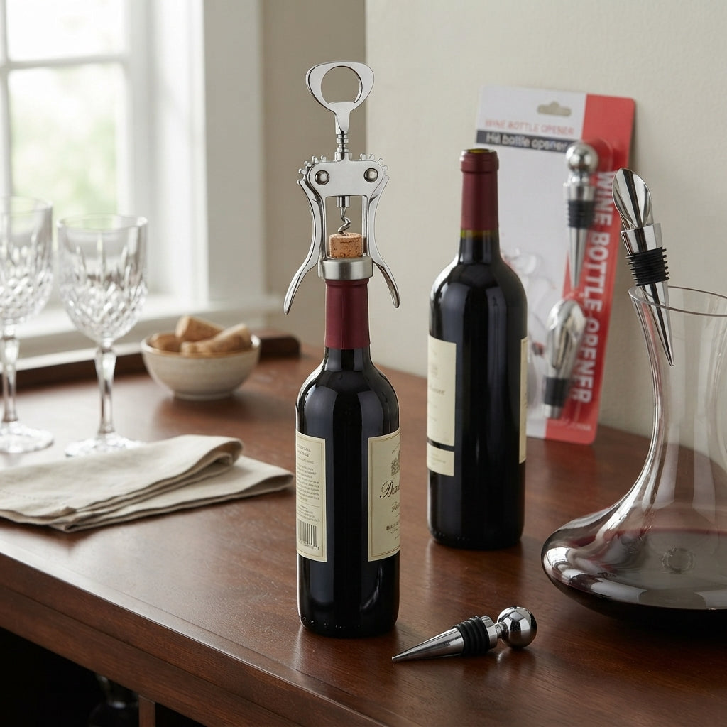Conjunto de Acessórios para Vinho com Saca-Rolhas Metálico: Sofisticação e Praticidade - (AYD256-365)