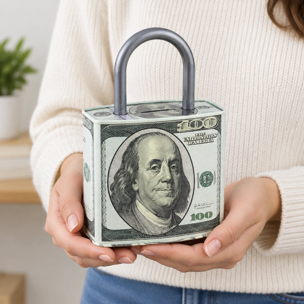Cofre Cadeado Dólar 100: Guarde as Suas Economias com Muito Estilo - (AYC335-33)