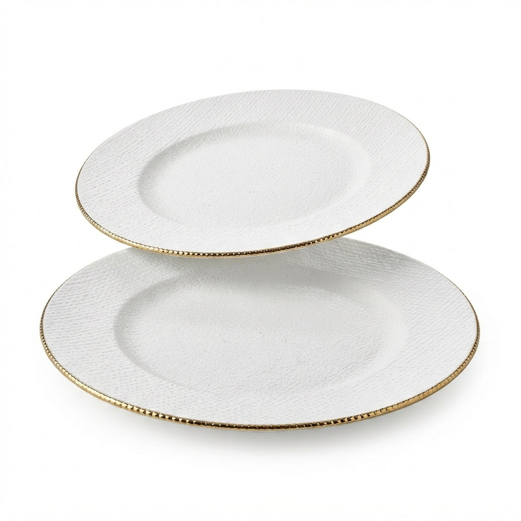 Prato Auxiliar Elegance, 21cm: Textura Exclusiva e Detalhes Dourados para Completar a Sua Mesa Posta - (AYD245-122)