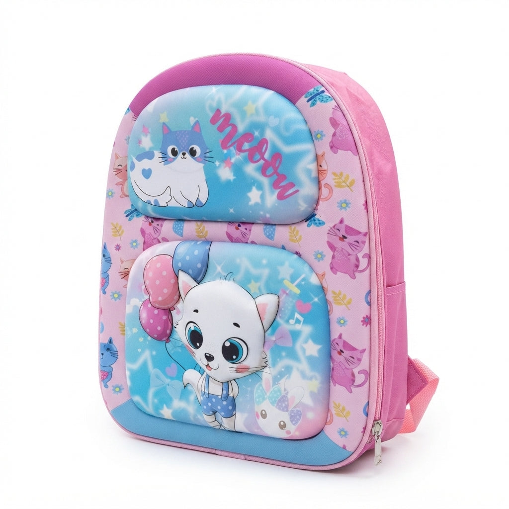 Mochila Escolar 3D Mundo dos Gatinhos: Magia, Fofura e Praticidade para a Escola - (AYC335-11)