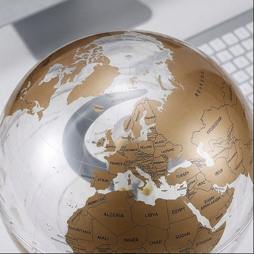 Globo Terrestre Transparente Decorativo com Astronauta na Lua: Design Futurista - (AYC329-28)