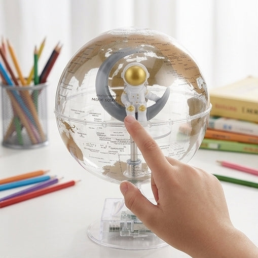 Globo Terrestre Transparente Decorativo com Astronauta na Lua: Design Futurista - (AYC329-28)