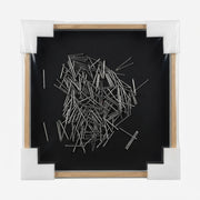 Sculptural Picture 'Industrial Art', 40/40cm: Three-Dimensional Relief Composition with Steel Nails and Dark Background - (AYD313-7)