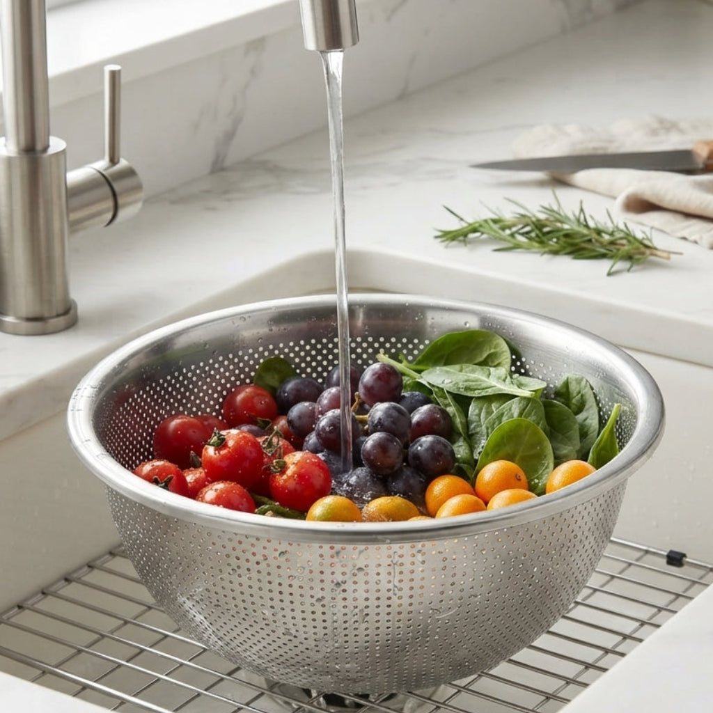 Escorredor e Bacia em Aço Inox 36cm: Praticidade e Alta Drenagem na Cozinha - (AYD234-23)