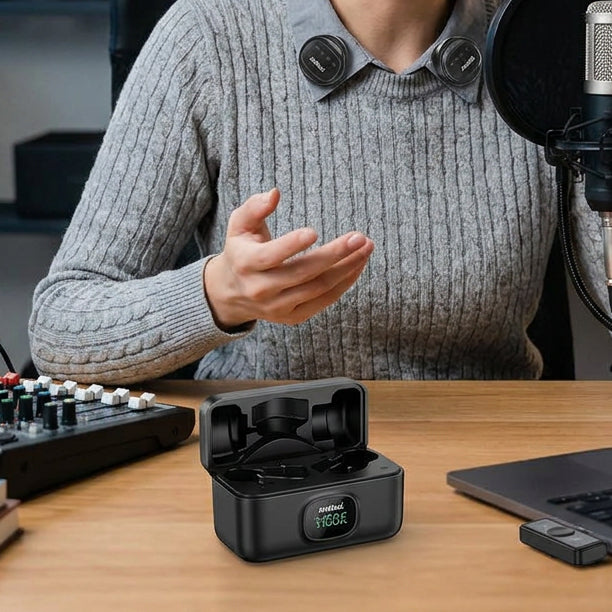 Andowl MIC-33 Dual Wireless Microphone: Professional Audio and Noise Cancellation - (AYC423-122)