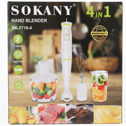Sokany Hand Blender SK-1718-4, 4 em 1: Versatilidade Máxima e Potência para a Sua Cozinha - (SF-8013)