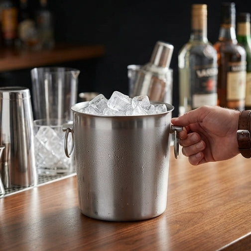 Balde de Gelo Inox Premium com Acessórios, 16cm: Estilo e Durabilidade para Seus Drinques - (AYD233-40)