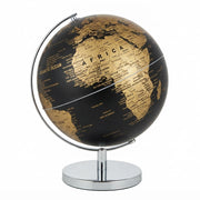 O Mundo em Tons de Ouro: Globo Terrestre Decorativo com Base Cromada - (AYC329-7)