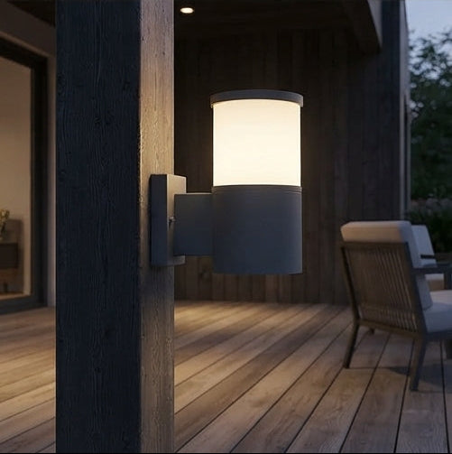 One Light Tubular Upward Exterior Wall Light IP54 Aluminium - (can0075)
