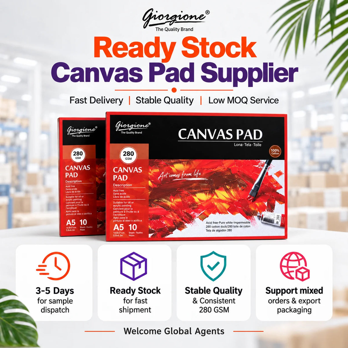 A5 Canvas Pad 280GSM 10 Sheets Cotton Texture