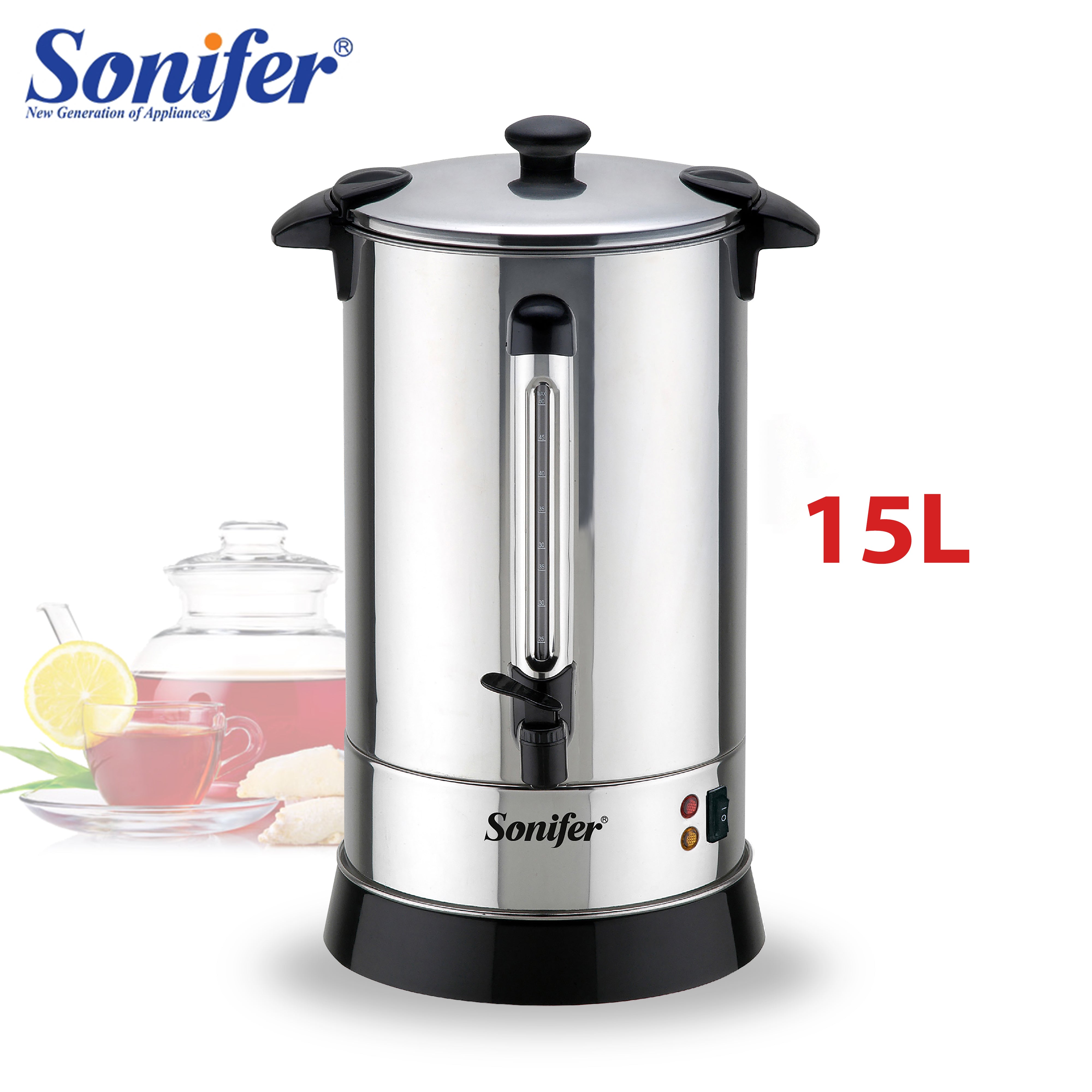 Sonifer SF-2074 Dispensador de Água Quente Elétrico de Aço Inoxidável 15L
