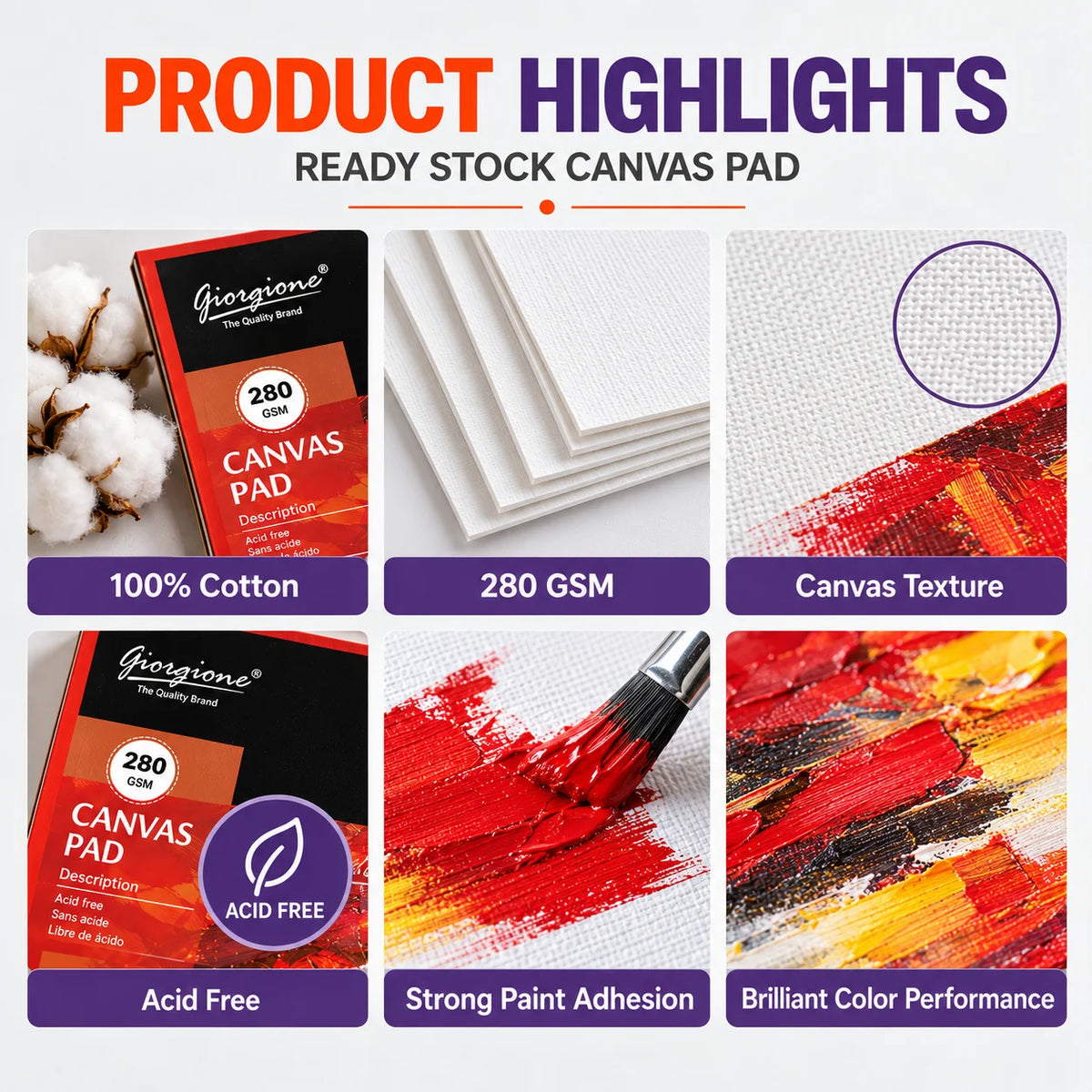 A5 Canvas Pad 280GSM 10 Sheets Cotton Texture