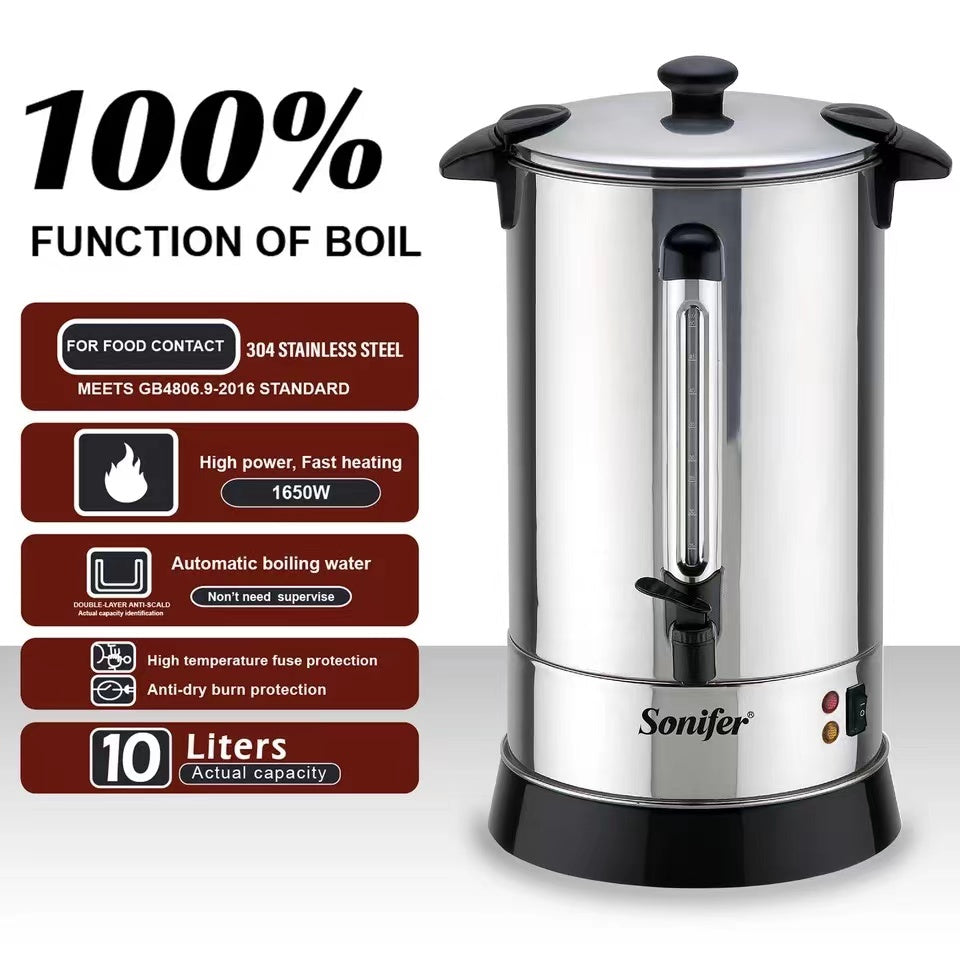Fervedor de Água Elétrico em Aço Inoxidável Sonifer SF-2073 de Grande Capacidade 10 Litros
