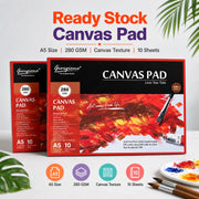 A5 Canvas Pad 280GSM 10 Sheets Cotton Texture