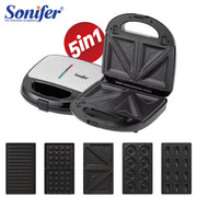 Máquina de Sanduíches, Donuts, Waffles e Grelhador Multifunções 5 em 1 Elétrica Sonifer SF-6154