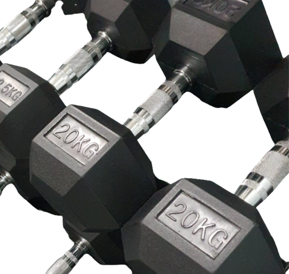 GYMZGARAGE 12 Pairs 5.5-66lb Rubber Hex Dumbbell Set