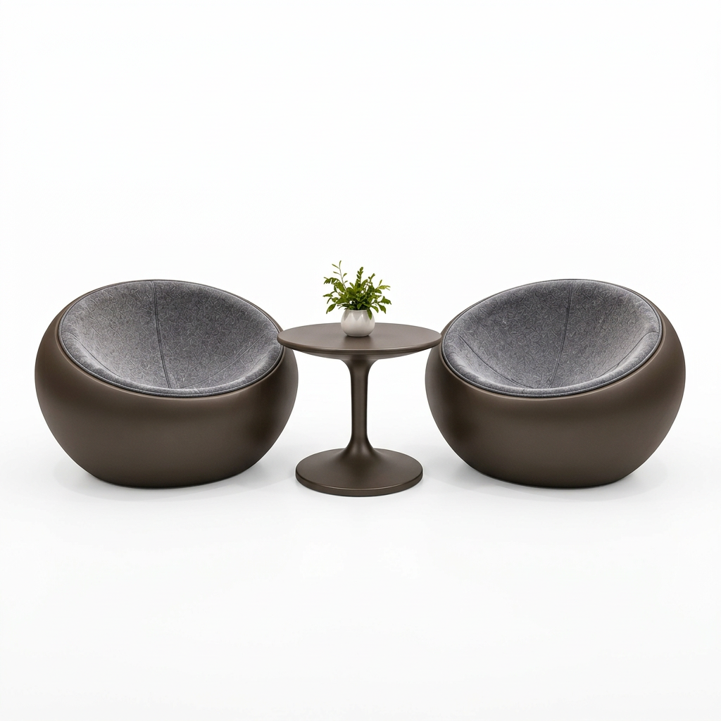 Conjunto de Café com 2 Poltronas e Mesa de Apoio Redonda – AYD002-1