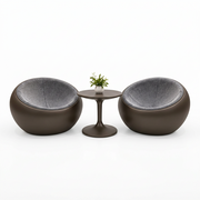 Conjunto de Café com 2 Poltronas e Mesa de Apoio Redonda – AYD002-1