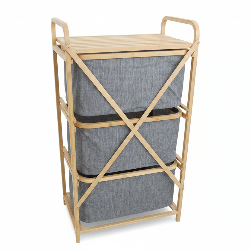 Torre Organizadora em Bambu com 3 Gavetas: Elegância e Praticidade para o seu Espaço - (AYD305-60)