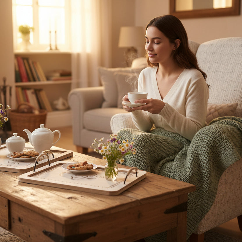 Kit de Bandejas Duplas 'Tea Time' em Madeira: Charme Rústico, Alças em Corda e Sofisticação para Servir com Estilo - (AYD296-36)