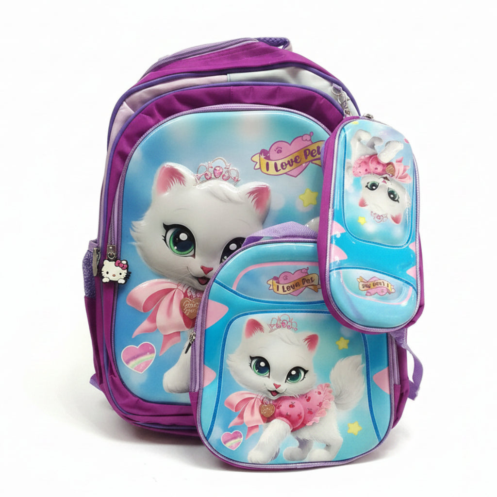 Conjunto Escolar Completo 3 em 1 (Mochila, Lancheira e Estojo): Conforto e Estilo para os Pequenos - (AYD61-1)