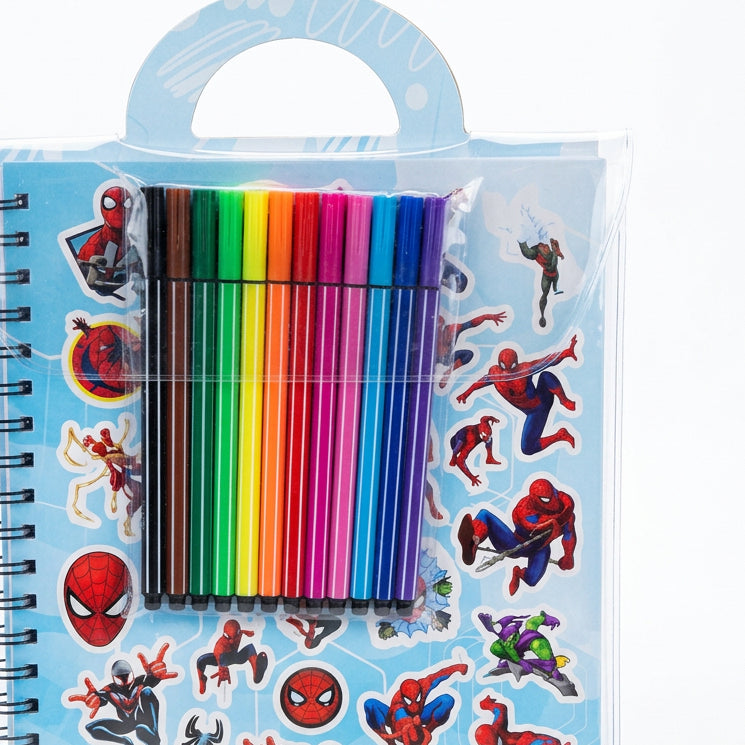 Caderno de Colorir Homem-Aranha : Kit Super-Criativo com 12 Canetinhas e Adesivos - (AYC328-22)
