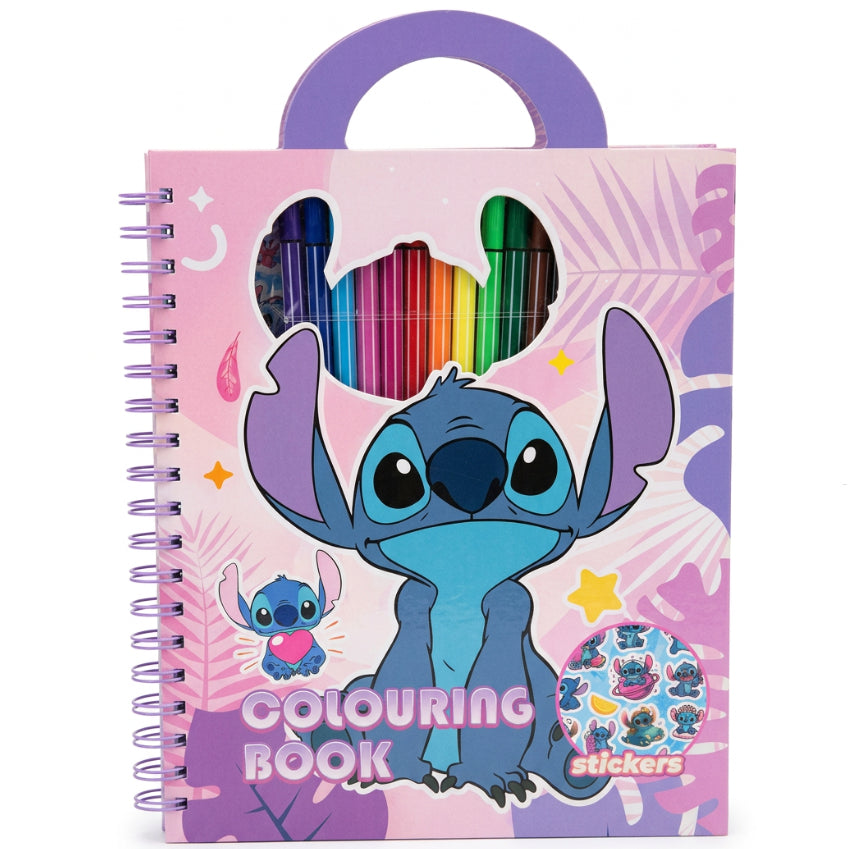 Caderno de Colorir Stitch: Kit Criativo de Atividades com 12 Canetinhas e Adesivos - (AYC328-23)