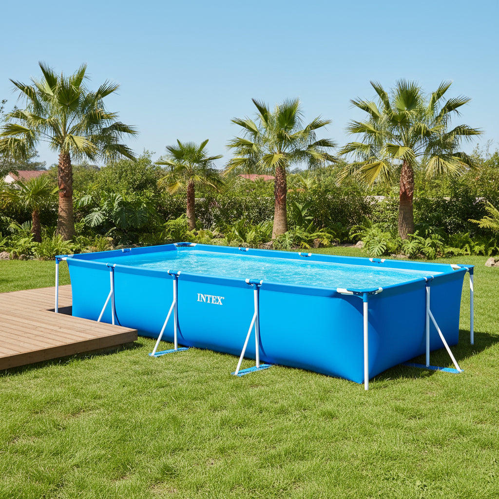 Intex Rectangular Frame Above Ground Swimming Pool Blue