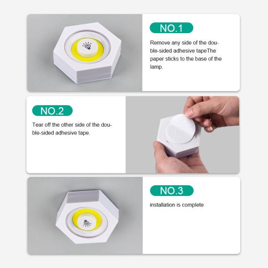 3-Piece Wireless Remote Control LED Tap Puck Lights