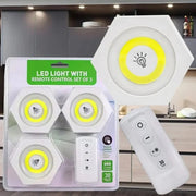 3-Piece Wireless Remote Control LED Tap Puck Lights