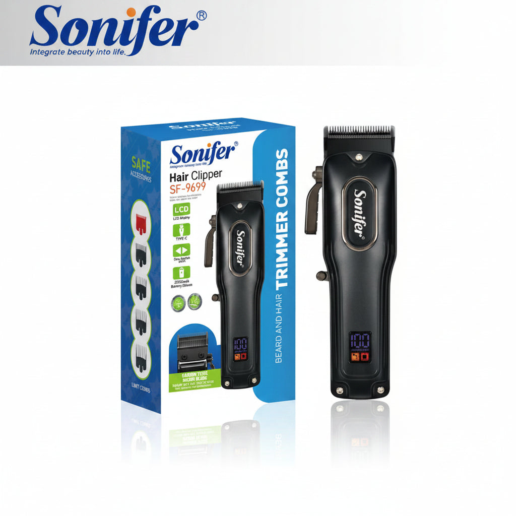 Sonifer hair clipper and packaging on a white background
