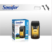 Sonifer electric shaver with packaging and accessories on a white background