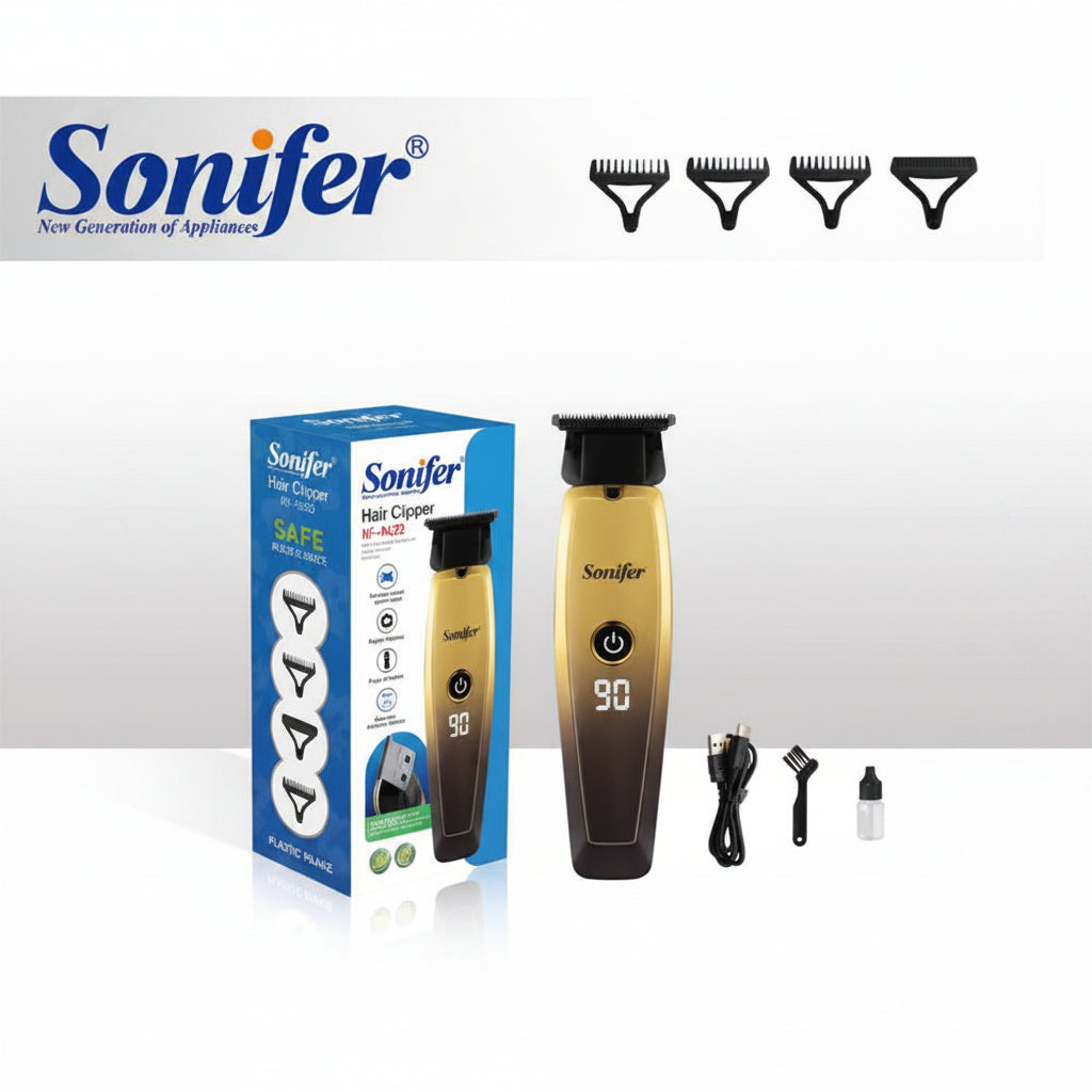 Máquina de Cortar Cabelo Sonifer SF-9605 1200mAh Visor Digital 2 Velocidades