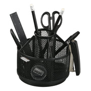 RURYEURT Rotating Pen Holder 5-Compartment Mesh Desk Organizer White and Black