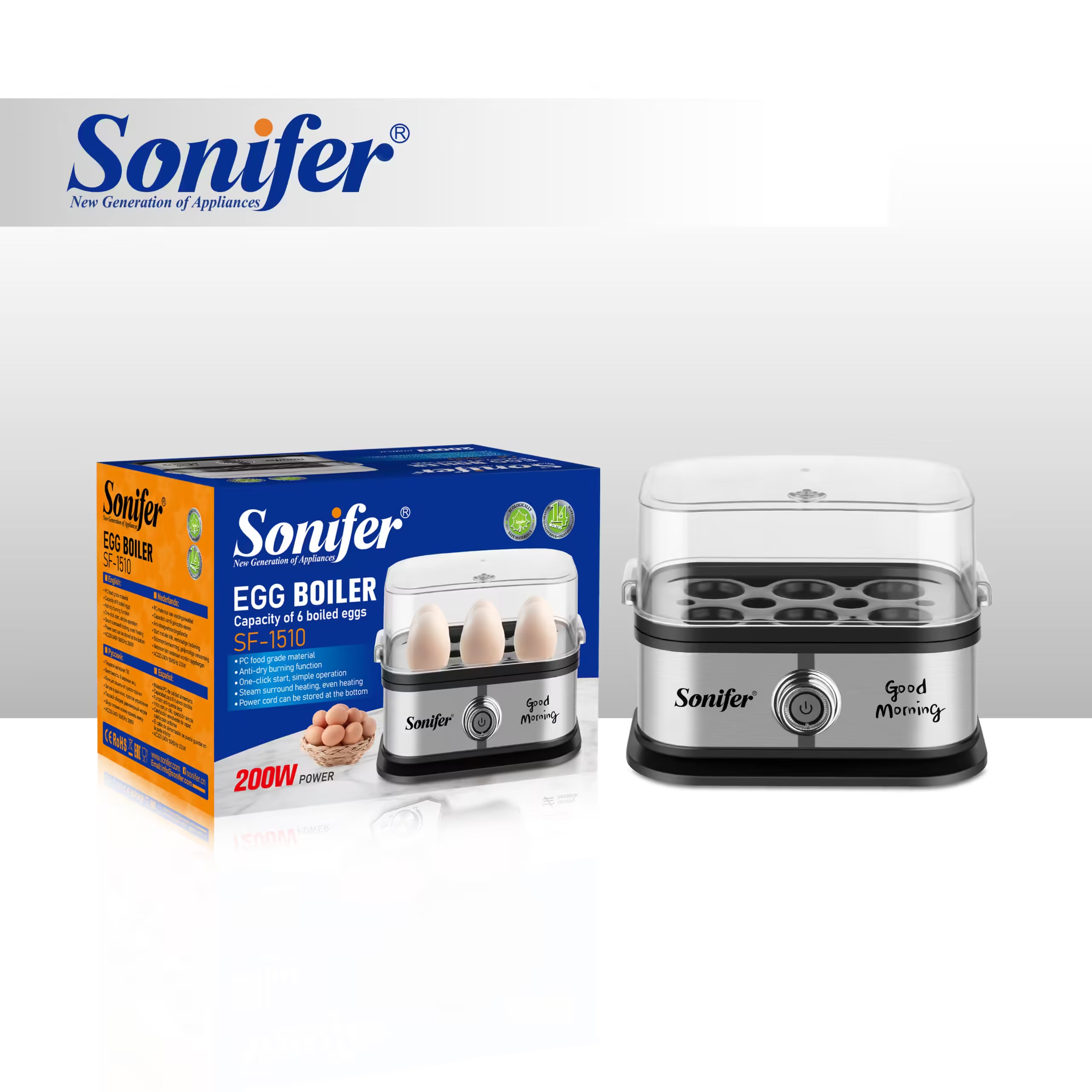 Caldeira Elétrica Automática Sonifer SF-1510 para 6 Ovos com Proteção Anti-Queimadura a Seco