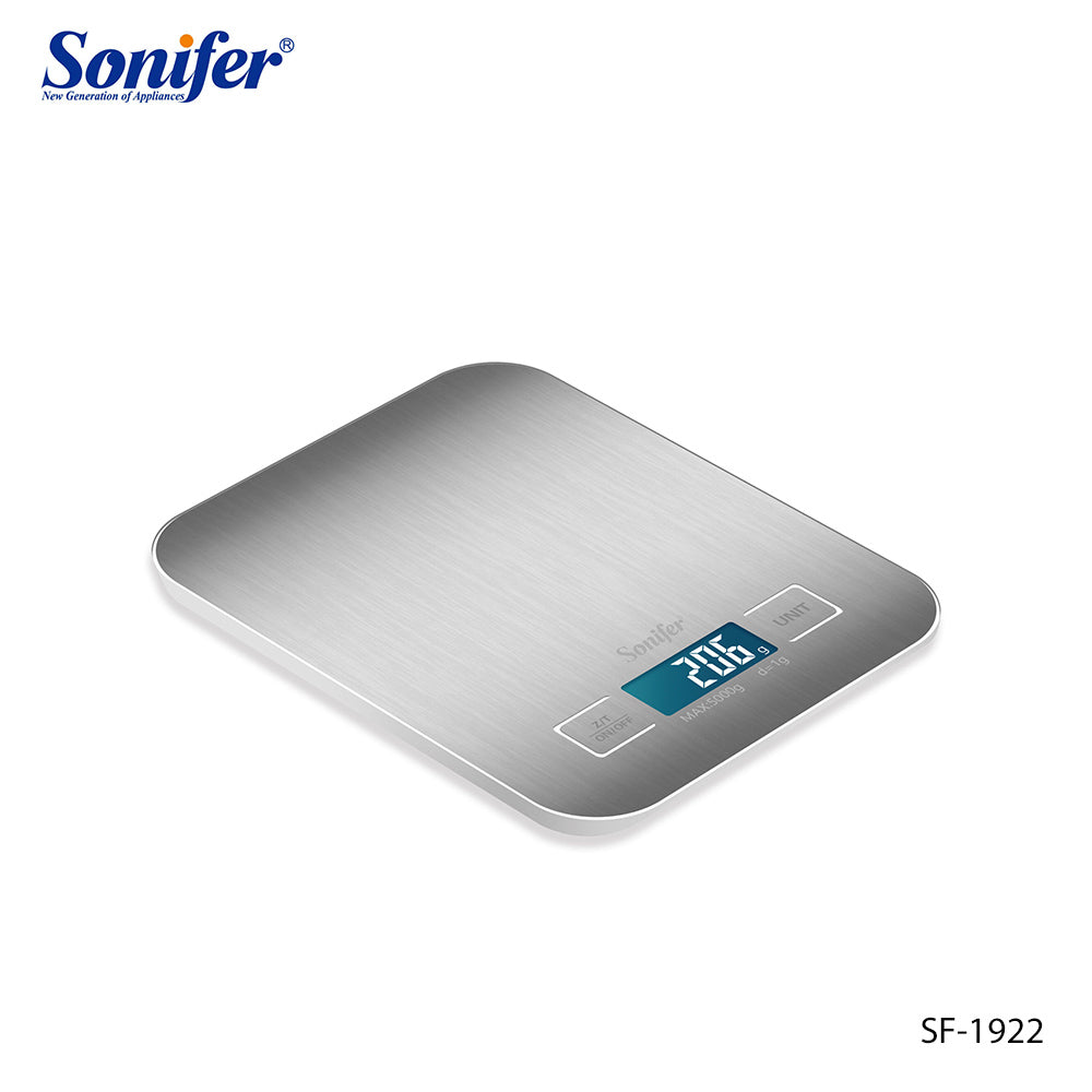 Sonifer SF-1922 Digital Kitchen Scale: High Precision, Tare Function, LCD Backlight, Slim Design