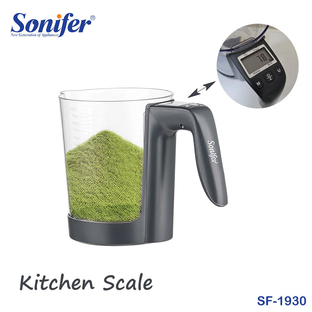 Sonifer SF-1930 Digital Kitchen Scale Measuring Cup, 11lb/1.5qt Food Scale for Baking