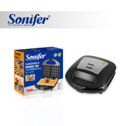 Sonifer SF-6191 Máquina de Waffles e Sanduíches: Compacta, Antiaderente, Segura, Cozedura Rápida