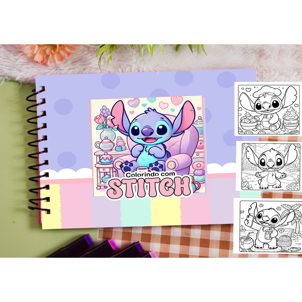 Livro para Colorir 50 Folhas A5 Capa Dura - STITCH - BOBBIE GOODS