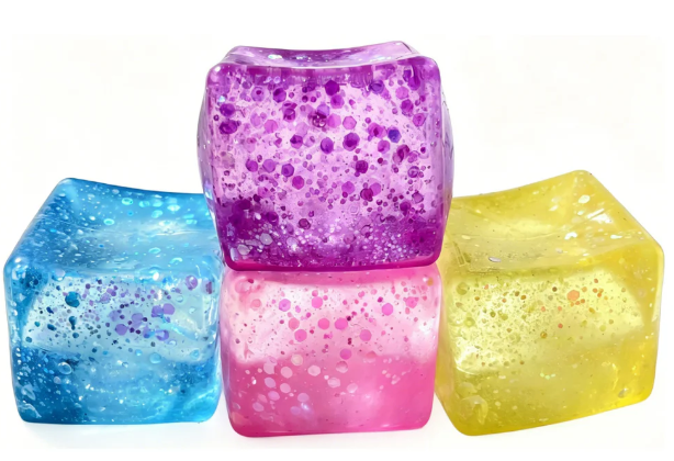Glitter Cube Squishy Squeeze Fidget Toy