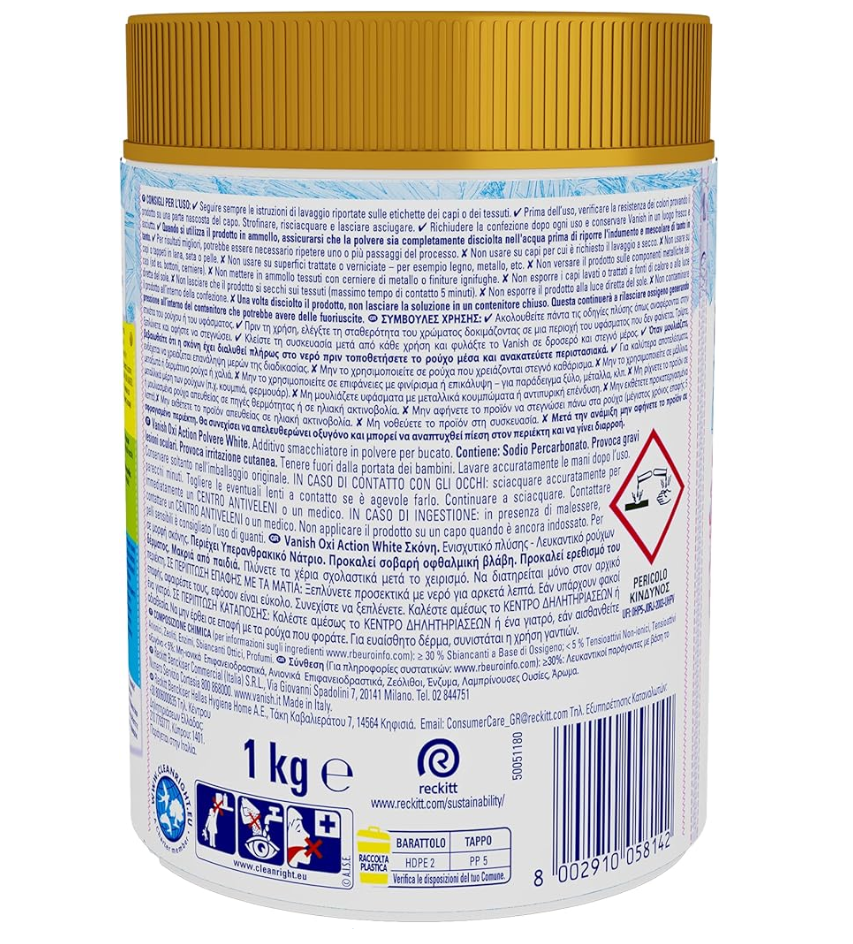 Vanish Oxi Action Multipower Whitening Stain Remover Powder 1kg