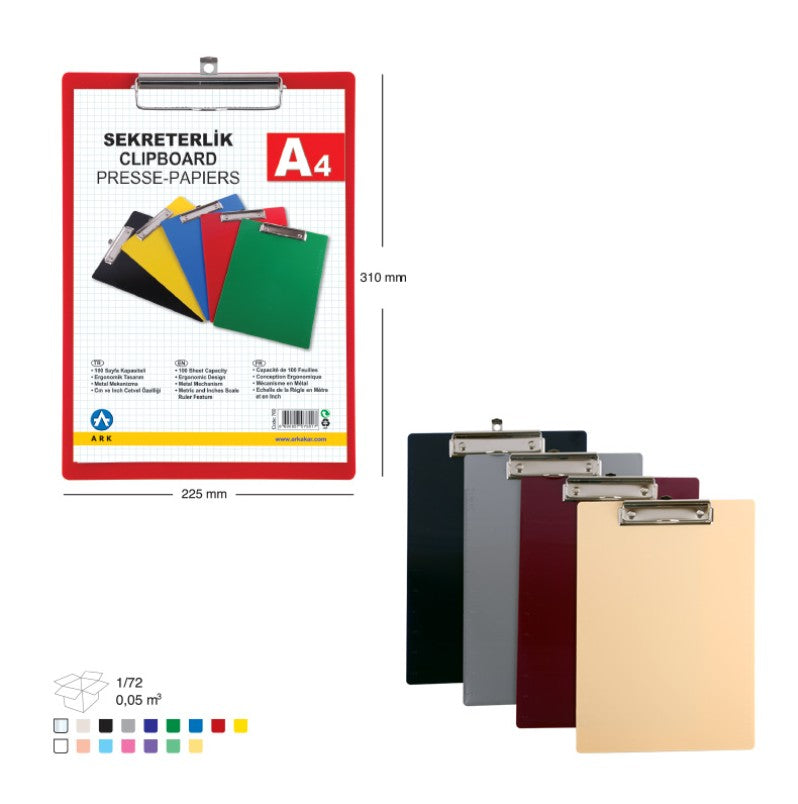 ARK A4 Rigid Plastic Clipboard Black - (PRAN0006)