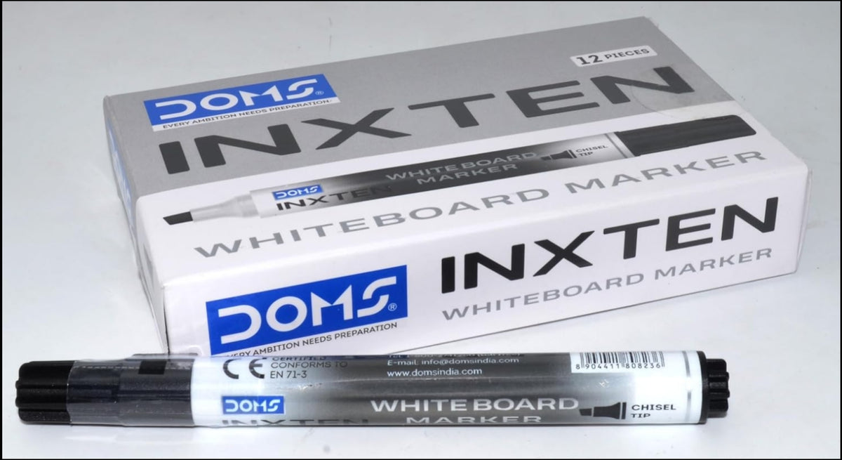 Doms Inxten Chisel Tip Whiteboard Marker Pen 12-Piece Pack Blue