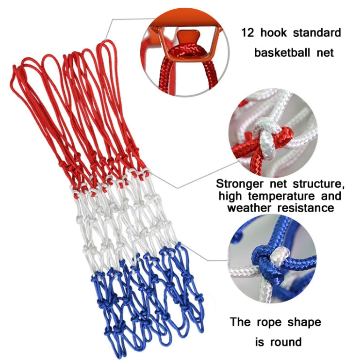 Outdoor Round Basketball Net 3.0mm Polypropylene 2-Pack White Red Blue
