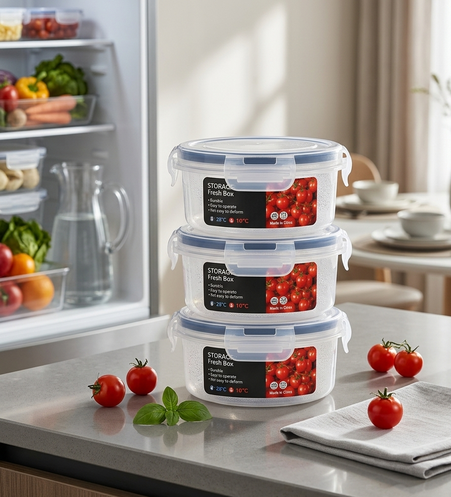 Conjunto de Caixas Herméticas Retangulares Premium para Alimentos – 3 Recipientes de Conservação de Frescura